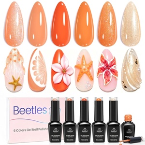 image:imageBeetles Orange Gel Nail Polish Set  Summer Sunset Auras Shimmer Gel Polish 6 Colors Sunrise Tangerine Coral Orange Gel Nail Art Soak Off Uv DIY Salon Manicure Kit Gift for WomenSunset Auras