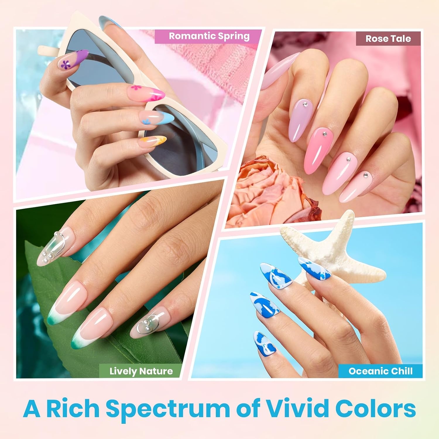 image:imageBeetles 119 PCS 100 Colors Gel Nail Polish Setand Gel Nail Tips 12 Sizes 288Pcs Medium Coffin Etch X Nail Tips