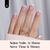image:imageBeetles French Tips Press On Nails Set 150 Pcs Pink Short Square Soft Fake Nail Tips with 2 Pcs 15ml No Wipe Top Coat and Base Coat Set Shine Finish Long Lasting Soak Off LED Nail Art Manicure Duo G
