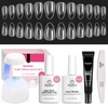 image:imageBeetles Gel Nail Kit Short Almond with Nail Dehydrator and Primer 576Pcs Half Matte EtchX Nail Tips Solid Glue Mini Lamp Nail Extension Set Gift with No Wipe Top Coat and Base Coat Set for Gel Poli