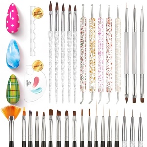 image:imageBeetles Nail Art Brushes 31pcs and Blooming Gel Set Clear UV LED Aura Nails Gel Polish for Spreading Effect Marble Natural Stone Watercolor Floral Print Soak Off Dotting Tools Nail Art Pens031pcs Nail Art Brush Set