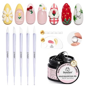 image:imageBeetles Nail Art Brushes 31pcs and Blooming Gel Set Clear UV LED Aura Nails Gel Polish for Spreading Effect Marble Natural Stone Watercolor Floral Print Soak Off Dotting Tools Nail Art Pens15PCS Nail Art Dotting Tools3D Nail Gel