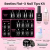 image:imageBeetles Gel Nail Kit FlatX Almond Medium 320pcs 16 Sizes Nail Tips 20g Nail Glue HandFree10ml Glue Remover 75ml Base Gel amp Top Coat Mini Lamp Acrylic Press On Nail Extension DIY at Home12 Almond Medium 320pcs Solid GlueRemover Kit