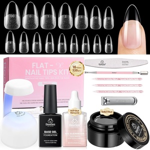 image:imageBeetles Gel Nail Kit FlatX Almond Medium 320pcs 16 Sizes Nail Tips 20g Nail Glue HandFree10ml Glue Remover 75ml Base Gel amp Top Coat Mini Lamp Acrylic Press On Nail Extension DIY at Home12 Almond Medium 320pcs Solid GlueRemover Kit