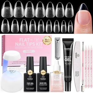 image:imageBeetles Gel Nail Kit FlatX Almond Medium 320pcs 16 Sizes Nail Tips 20g Nail Glue HandFree10ml Glue Remover 75ml Base Gel amp Top Coat Mini Lamp Acrylic Press On Nail Extension DIY at Home21 Almond Short 320pcs HandFree GlueRemover