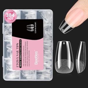 image:imageBeetles Gel Nail Tips EtchX Square Medium 384pcs 12 Sizes PreEtched Half Matte Full Cover Soft Gel Nail Tips Press on False Nail Extension Acrylic Fake Nails Easy DIY Salon Art31Coffin Short 384pcs EtchX Nail Tips