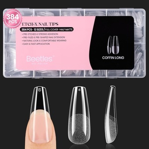 image:imageBeetles Gel Nail Tips EtchX Square Medium 384pcs 12 Sizes PreEtched Half Matte Full Cover Soft Gel Nail Tips Press on False Nail Extension Acrylic Fake Nails Easy DIY Salon Art33Coffin Long 384pcs EtchX Nail Tips